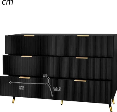 Immagine prodotto di okwish cassettiera dal design moderno con tanto spazio, mobile con 6 cassetti, credenza a cassetti per il soggiorno, 120*40*77 cm, nero