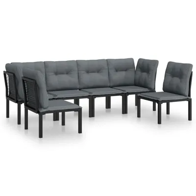 Produktbild von vidaXL 6-tlg. Garten-Lounge-Set Schwarz und Grau Poly Rattan