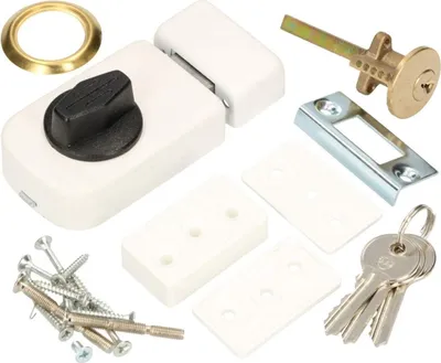 Produktbild von KOTARBAU® Zusatzschloss 50/60mm Weiß mit Außenzylinder Gleichschließend Kastenschloss Türzusatzschloss Türschloss Kastenzusatzschloss Universal