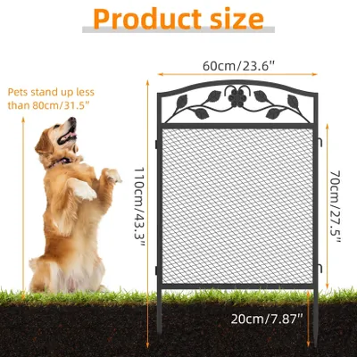 Image de Enclos pour chiens - Clôture de jardin / Cage d'exercice pour chiots - 5 panneaux en métal robuste - Dimensions : 60 x 110 cm - Adapté aux chiens et aux petits animaux, pour intérieur et extérieur - Couleur : noir