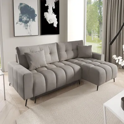 Produktbild von Ecksofa DENVER Dunkelbeige, L-Form - mit Schlaffunktion, Bettkasten & universeller Ottomane