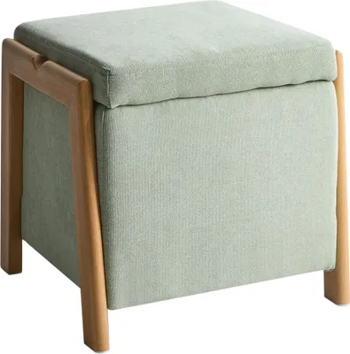 Produktbild von BELIANI Pouf Hellgrün Stoff Gepolstert Quadratisch 40x40 cm Modernes Design Deko Polsterhocker Sitzpouf Sitzhocker Fußhocker Wohnzimmer Schlafzimmer