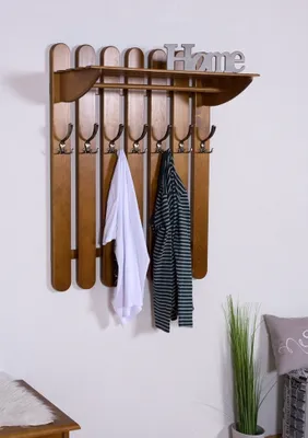 Produktbild von Garderobe Kiefer massiv Vollholz Eichefarben Rustikal Junco 346 – Abmessung: 100 x 80 x 33 cm (H x B x T)