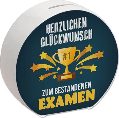 Produktbild von Herzlichen Glückwunsch Spardose mit Spruch zum erfolgreichen Examen