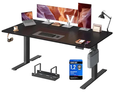 Produktbild von VASAGLE Höhenverstellbarer Schreibtisch, 180 x 80 cm, USB-C-Anschluss – Tintenschwarz