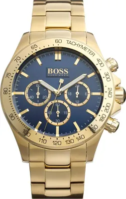 Zdjęcie produktu dla Męski zegarek Hugo Boss HB 1513340 HB1513340 Zegarek na rękę z chronografem ze stali szlachetnej w kolorze złotym