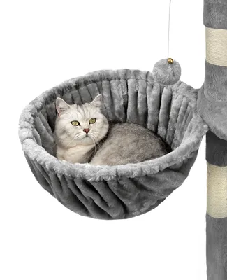 Produktbild von lionto Liegemulde für Kratzbäume, Liegefläche mit stabilem Metallrahmen & Stoffbezug, 40 cm Durchmesser, 25 cm Tiefe, hellgrau