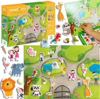 Produktbild von Magnet-Set „ZOO“ mit Spielbrett und 35 Magneten - Perfektes Lernspiel für Kinder