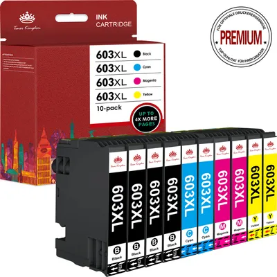 Produktbild von 10er Epson 603 XL ersetzen Epson 603xl Druckerpatronen - Expression Home XP-3100 XP-4100 XP-2100 XP-2105 XP-3105 XP-4105 Workforce WF-2830 WF-2810 WF-2835 WF-2850, 4 Schwarz/2 Cyan/2 Magenta/2 Gelb