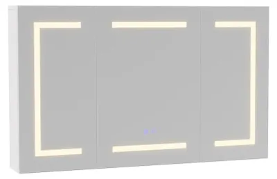 Produktbild von LED Badspiegelschrank - Wandschrank 100x60x13,5 cm - Spiegel mit Beleuchtung - Anti-Beschlag - Stauraum mit Türen - Holz - Weiß