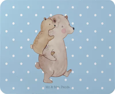 Produktbild von Mr. & Mrs. Panda Mauspad Papa Bär - Blau Pastell - Geschenk, mousematte, Mouse Pad, Vatertag, pc mousepad, computer, Geburtstag, Muttertag, Vater