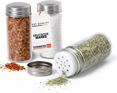 Produktbild von Ersatzglas für TOPANBIETER 999 Gewürzregal, Gewürzstreuer mit Drehdeckel aus Edelstahl Gewürzbehälter Gewürzdose