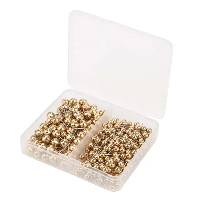 Produktbild von 300 Stück Rundkopfnadeln zum Nähen, praktische Nähnadeln mit Kunststoffbox, goldene Markierungsnadeln für Bastelarbeiten