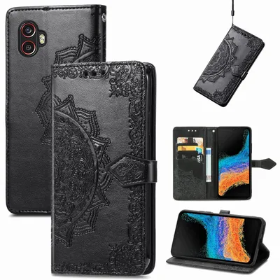 Image de Coque de protection pour téléphone, compatible avec le Samsung Galaxy Xcover6 Pro, avec porte-cartes, couleur : noir