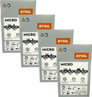 Immagine prodotto di Stihl 4x 1/4" Picco Micro 3 (PM3) catena per sega 30 cm 1/4" P 1,1 mm 64 TG 4 pezzi ( 4x 36700000064 )