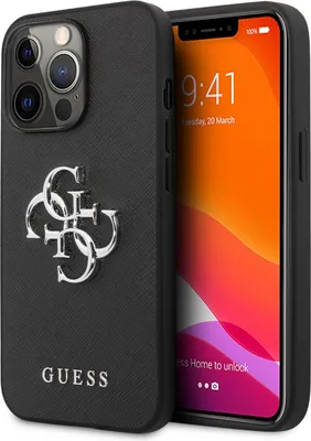 Image de Guess pour iPhone 13 / 13 PRO H�lle de protection H�lle pour portable H�lle de couverture Housse rigide Saffiano 4G Métal Logo