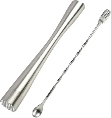 Productafbeelding van Roestvrij staal 304 - 26 cm Muddler stamper + 24,6 cm - Barlepel - Munt - Citroen - Ijsblokjes - Bar en restaurant - Gemakkelijk te reinigen