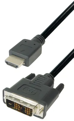 Obrázek produktu pro Transmedia monitorový kabel DVI / HDMI; 19kolíkový konektor HDMI na 18+1kolíkový konektor DVI, C 197-1