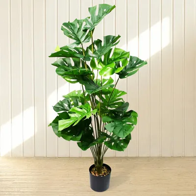 Kunstpflanze 71 cm Monstera Grün im Topf