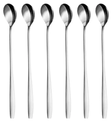 Image de Ensemble de cuillères pour latte macchiato, en argent, 6 pièces, 22 cm, en acier inoxydable, série Königstein