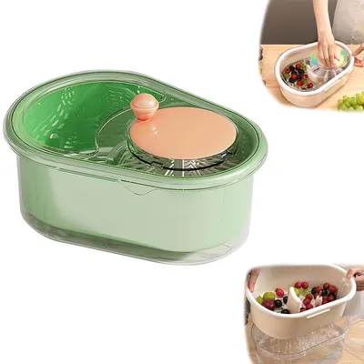 Produktbild von Obstwaschmaschine Rotationsfruchtspinner,Manuelles Gemüsewaschen für Obst und Gemüse,Abtropfkorb