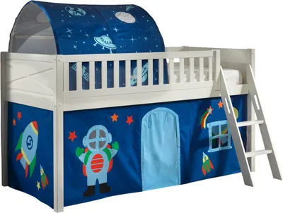 Produktbild von Spielbett >SCOTT< in Weiß Textilset Astro - 207,6x114x134,7 (BxHxT)