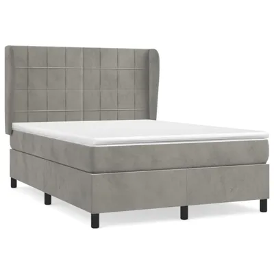 Produktbild von Boxspringbett mit Matratze Hellgrau 140x200 cm Samt