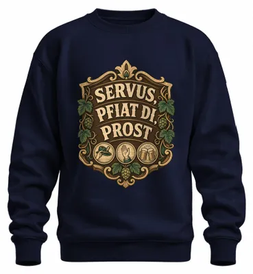 Imagen del producto de Camiseta con motivos tradicionales bávaros, pantalones de cuero, sudadera, jersey, color azul marino, talla 3XL