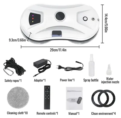 Immagine prodotto di Robot per la pulizia dei vetri - Pulitore automatico per finestre - Potenza di aspirazione di 5600 Pa - Funzione di nebulizzazione dell'acqua ad ultrasuoni - Telecomando - 220V - Bianco