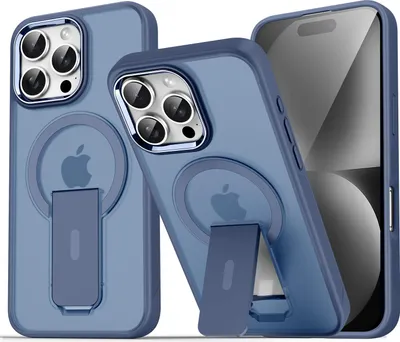 Image de Coque magnétique pour iPhone 12/iPhone 12 Pro, compatible MagSafe, dos mat, housse antichoc avec support Bleu