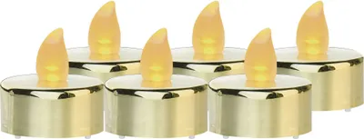 EMOS LED-Teelichter gold, 6 Stück flammenlose Kerzen mit Flacker-Effekt,  IP20 für Innen, mit Batter