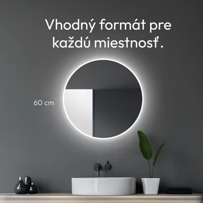 Obrázok produktu pre Kúpe??ové zrkadlo s osvetlením TALOS LED kúpe??ové zrkadlo okrúhle Ø 60 cm - vhodné do vlhkých miestností v?aka hliníkovému telu - svetlá farba neutrálna biela