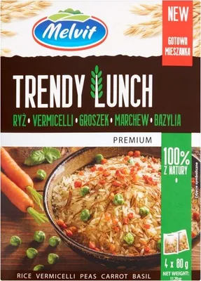 Obrázok produktu pre Mieszanka Ryżu z Warzywami i Bazylią Melvit Trendy Lunch 4 x 80 g