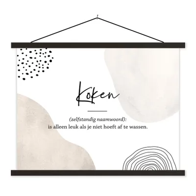 Produktbild von MuchoWow® Textilposter kochen - kochen definition - Sprichwörter - Wörterbuch - Zitate 150x113 cm mit schwarzem Rahmen - Wohnzimmer