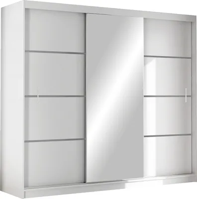 Produktbild von Schwebetürenschrank VISTA 250 cm mit Spiegel – moderner Kleiderschrank Schiebetürenschrank (Weiss)