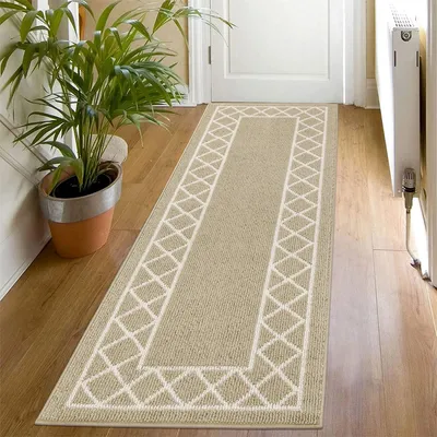Flurteppich 60x180 cm, rutschfest, waschbar, beige