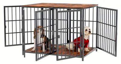 Image de Cage pour chien - Enclos pour chien - Maison pour chien - Cage pour chien design - Cage pour chien en métal - Panneaux en bois