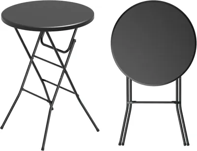 Produktbild von 2er Set Runder Bistrotisch Stehtisch Klappbar Bartisch für Events & Garten in Schwarz aus robuster HDPE-Kunststoff