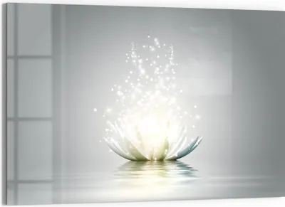 Produktbild von DEQORI Magnettafel Glas 60x40 cm 'Funkelnde Lotusblüte' beschreibbar Whiteboard