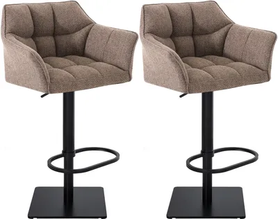 Produktbild von CLP 2er Set Barhocker Damaso Stoffbezug drehbar und höhenverstellbar bis 240 kg terrabraun Gestell Farbe schwarz