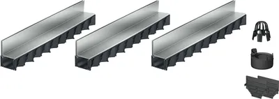 Produktbild von 3x1m ACO Hexaline 2.0 Entwässerungsrinne Schlitzaufsatz Stahl verzinkt Ablauf vertikal Bodenrinne Terrassenrinne