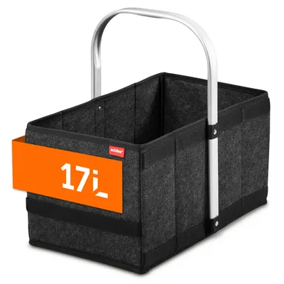 Produktbild von achilles Filz Einkaufskorb mit Aluminiumgriff – Stilvoller Tragekorb aus hochwertigem Filz – Leicht & stabil mit verstärktem Boden – Faltbar & platzsparend fixierbar
