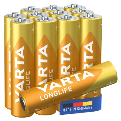 Produktbild von Varta Longlife, Einwegbatterie, AAA, Alkali, 1,5 V, 12 Stück(e), 44,5 mm