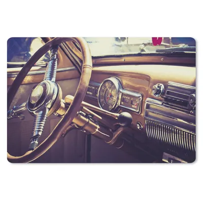 Produktbild von MuchoWow® Mauspad Mousepad Mancave - Auto - Vintage - Lenkrad 27x18 cm - Mousepads - Maus Mat - Pad - Mausunterlage - Büroartikel - Desk Matten