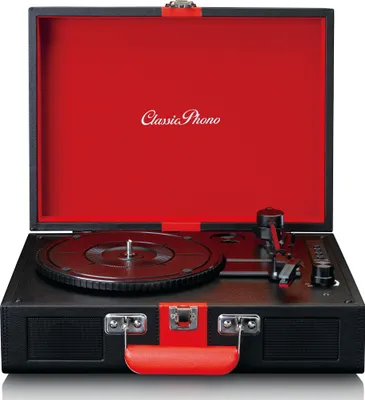 Produktbild von Classic Phono TT-110BKRD - Plattenspieler mit Bluetooth®-Empfang und integrierten Lautsprechern - Schwarz/Rot