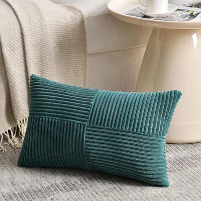 Produktbild von Kissenbezug Corduroy blaugrün, 50 x 60 cm, dekorativ, für Wohnzimmer und Schlafzimmer