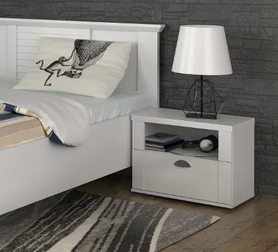 Image de Table de chevet, table d'appoint, commode de chevet, chambre à coucher, blanc, 55 cm