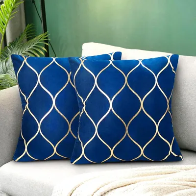 Productafbeelding van Decoratieve kussenhoezen, fluweel, donkerblauw, set van 2, 40x40 cm