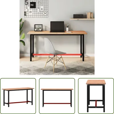 Obrázok produktu pre The Living Store Pracovný stôl 150x55x81,5 cm z masívneho bukového dreva a kovu