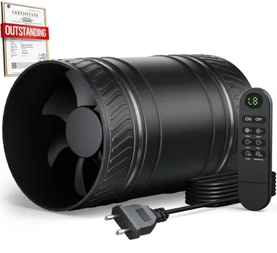 Image de Ventilateur d'extraction salle de bain - Diamètre 100 mm - 8 W - 310 m³/h - Réglage progressif